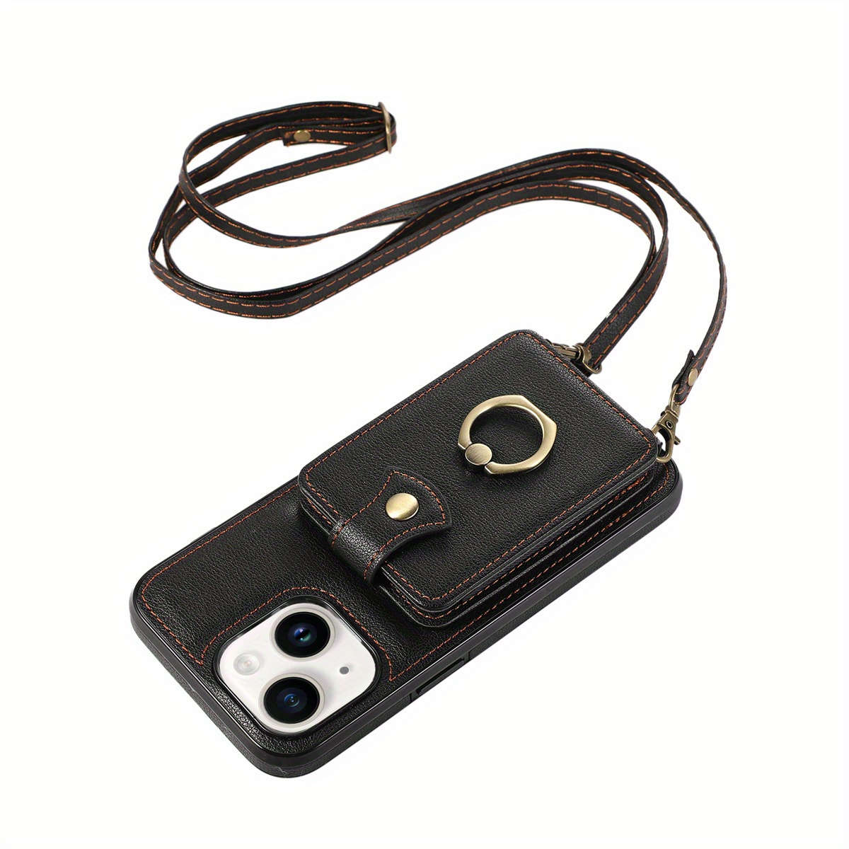 1Pc Black For iPhone 14 Protective Case Wallet Phone Case