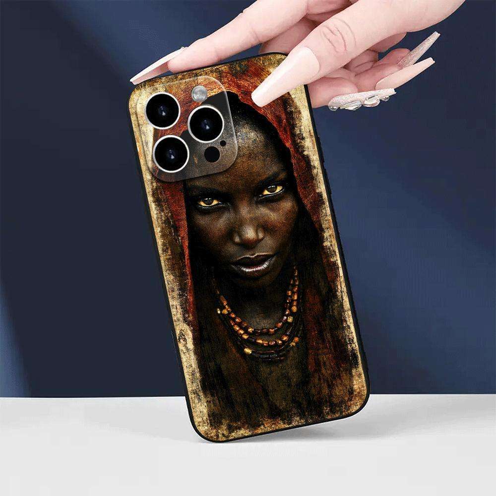1Pc Black For iPhone 14 African Woman Phone Case
