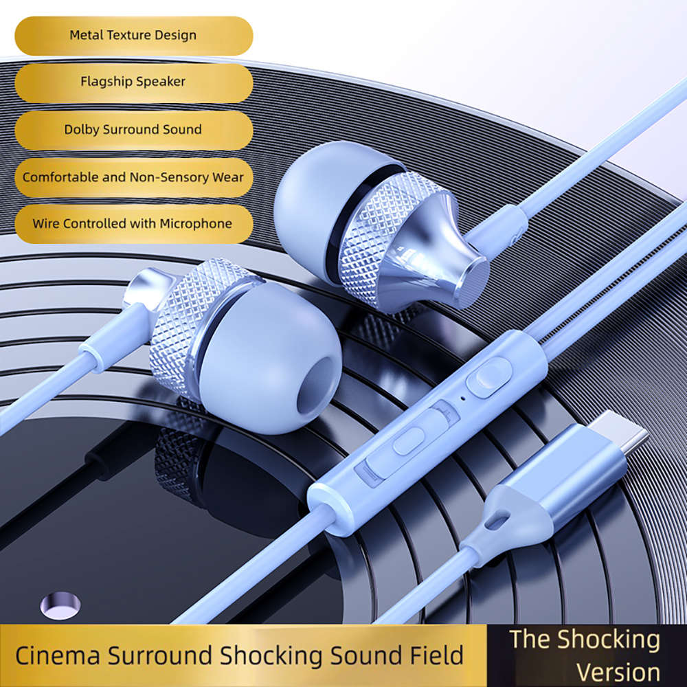 Wired Headphones Blue 3.5Mm