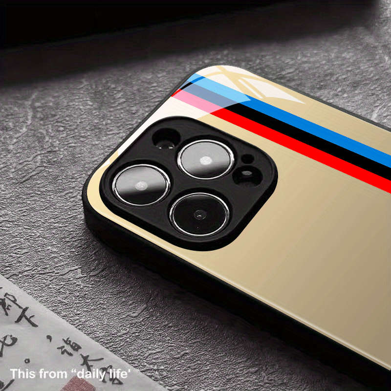 1Pc Black For iPhone 13 Mini Dynamic Track Tempered Phone Case