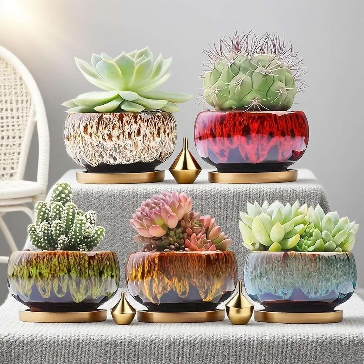 Flowerpot Color 5Pcs Kiln Transform Into Ceramic Planter Without Plants