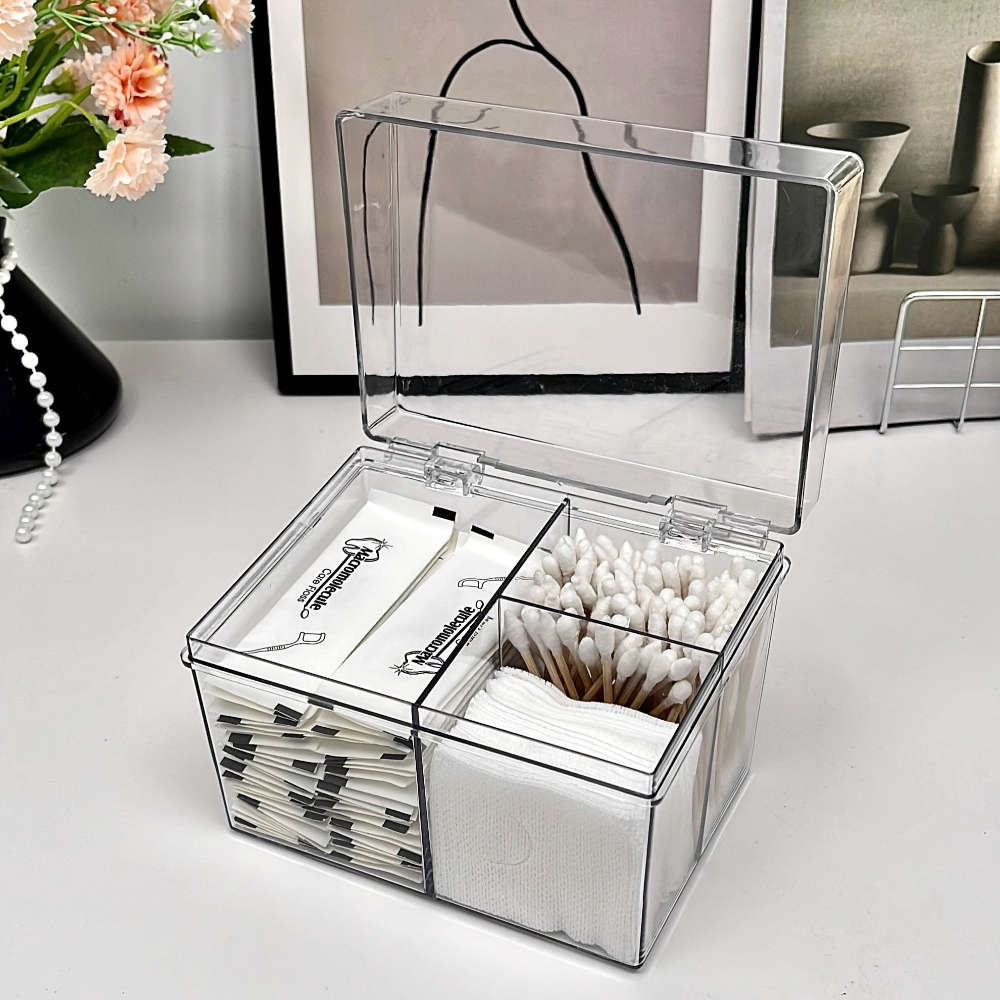Antibacterial Box 1Pctransparent 3Grid Storage Box