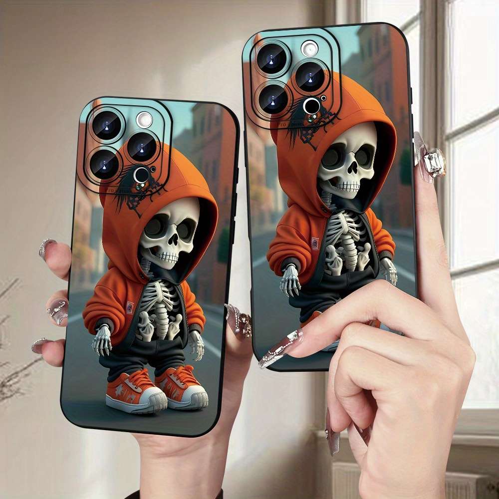 1Pc Black For iPhone XR Skull Pattern Phone Case