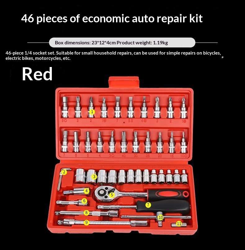 Repair Tools Color 46Pcs Socket Set Deep  Spark