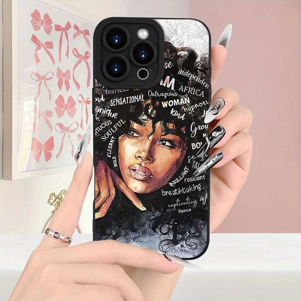 1Pc Black For iPhone 12 Pro Max African Girl Phone Case