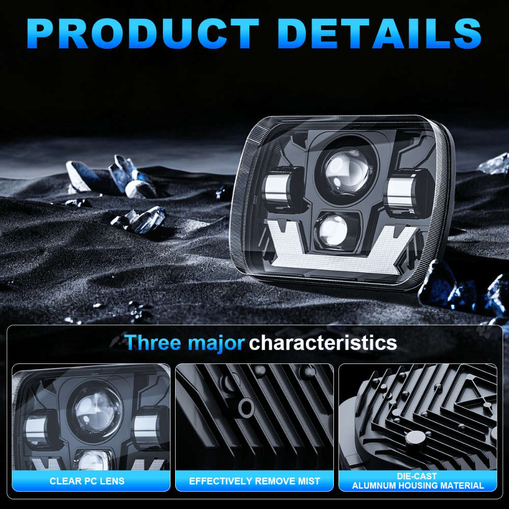 Car Lights Color 12.7X17.78 Cm Headlight 4 Beads Flame Size 2Pcs