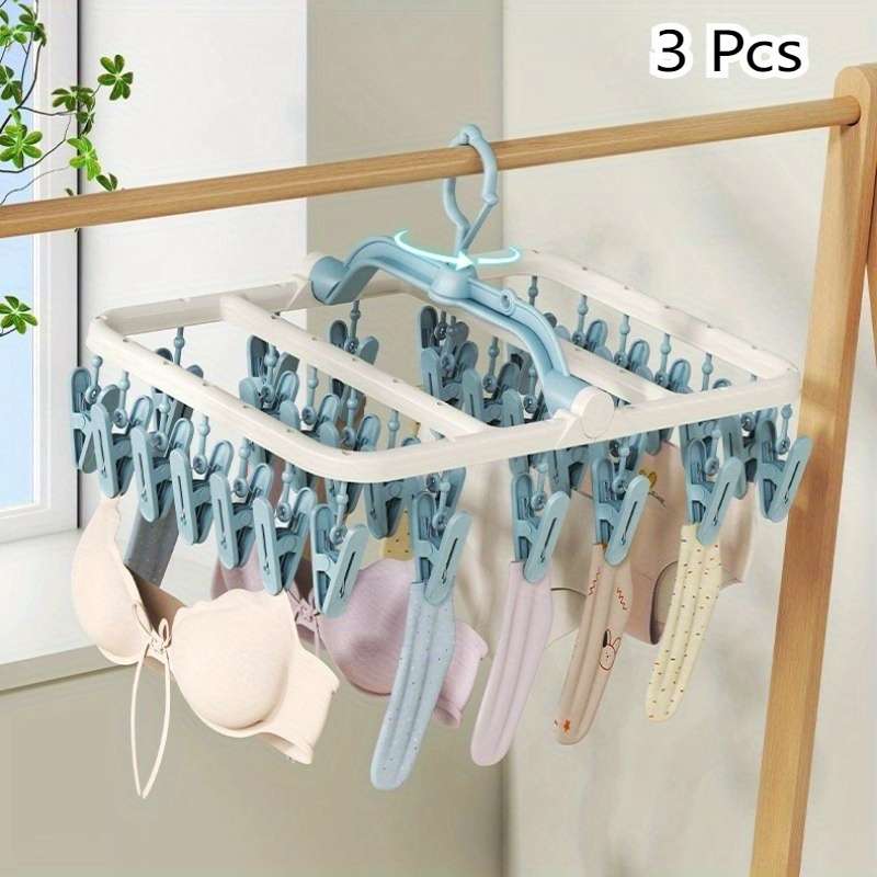 Clothes Rack 3Pack Light Blue 40 Clips