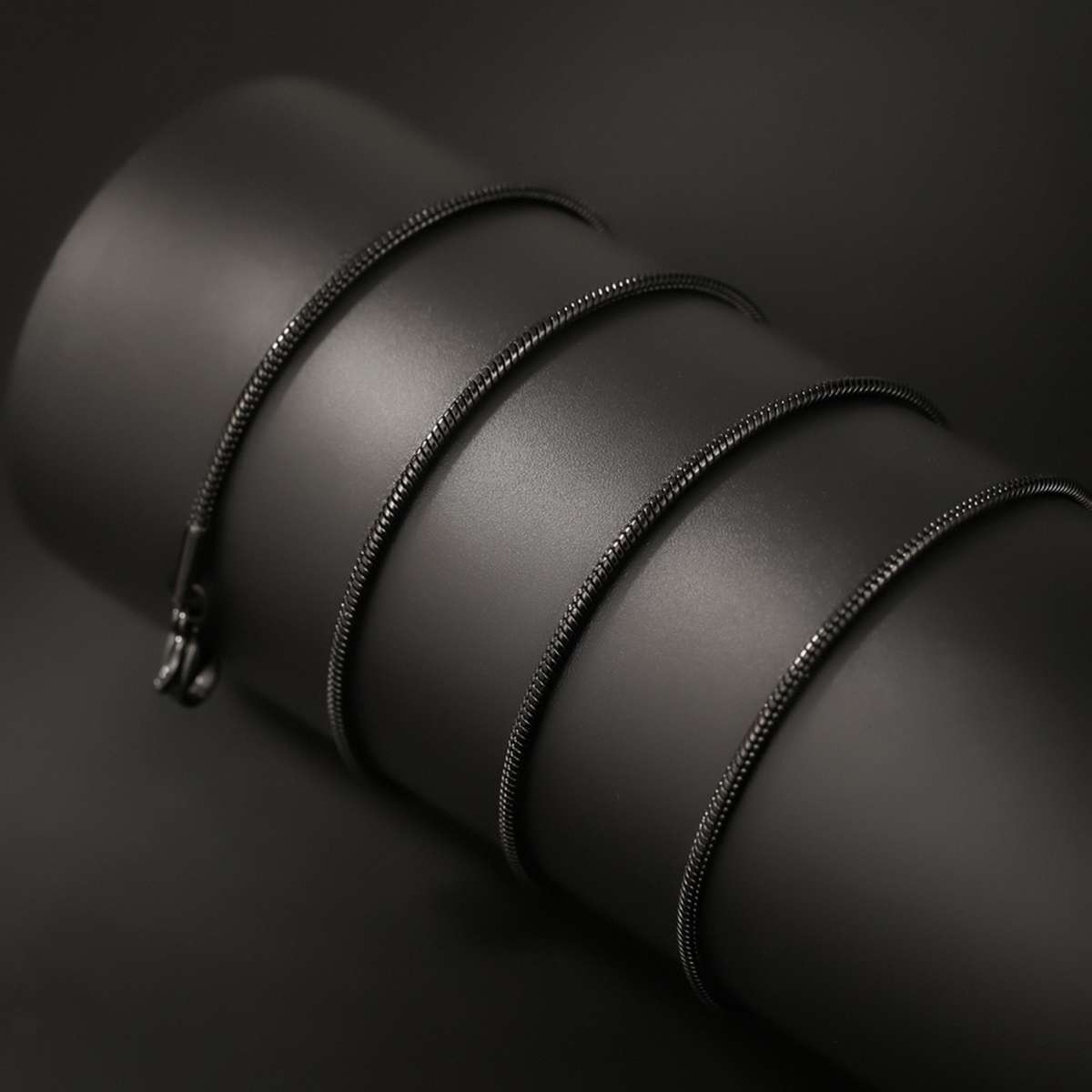 Crystal Stainless Steel Chain Necklace Black