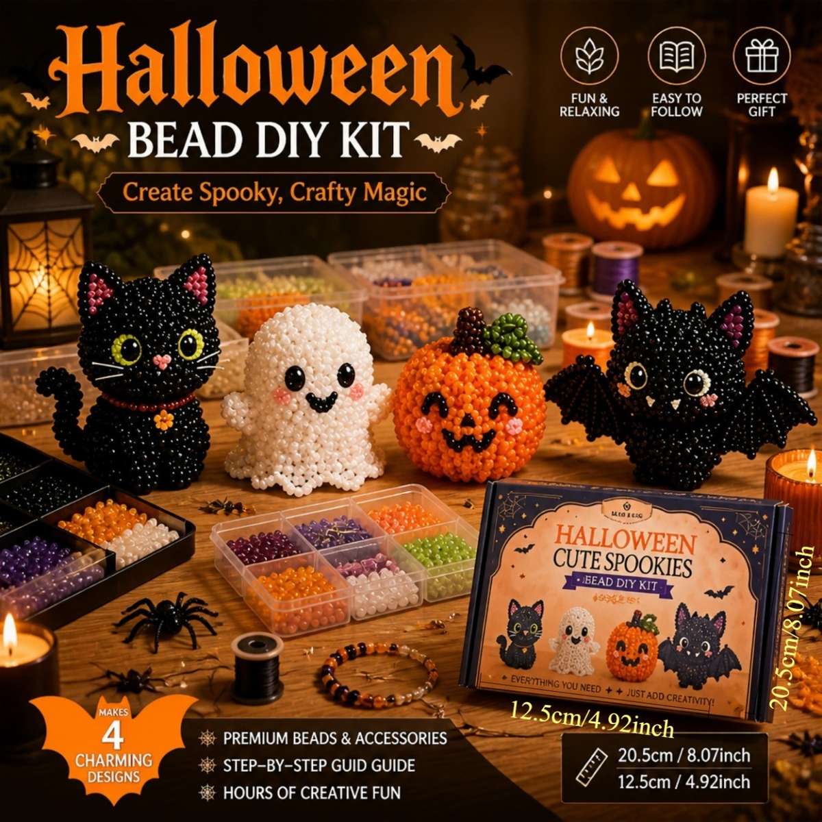Perler Bead Set Halloween Cute Diy Beaded Set  4 Pieces