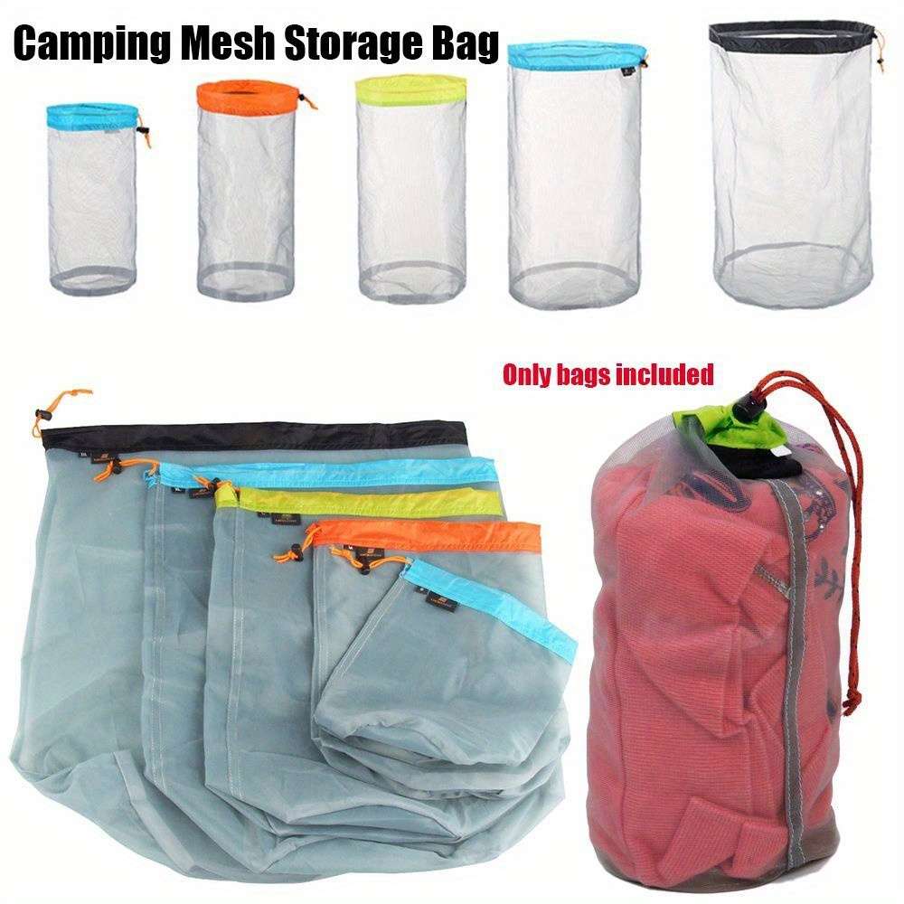 Laundry Outdoor Bag Ultralight Mesh Stuff Sack Camping Sports Drawstring