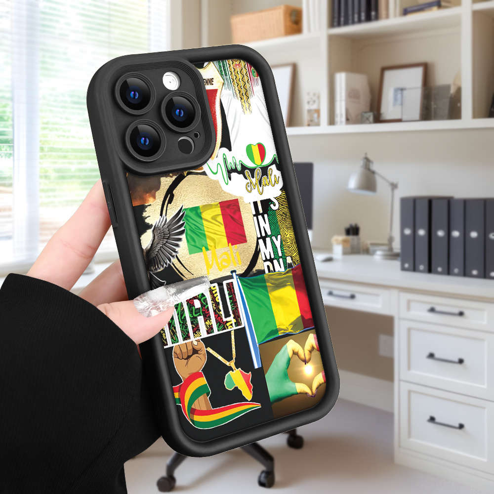 1Pc Black For iPhone 12 African Style Illustration Phone Case