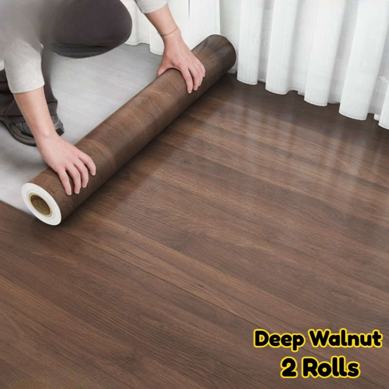 Self Adhesive Floor Stickers Deep Walnut 2 Rolls