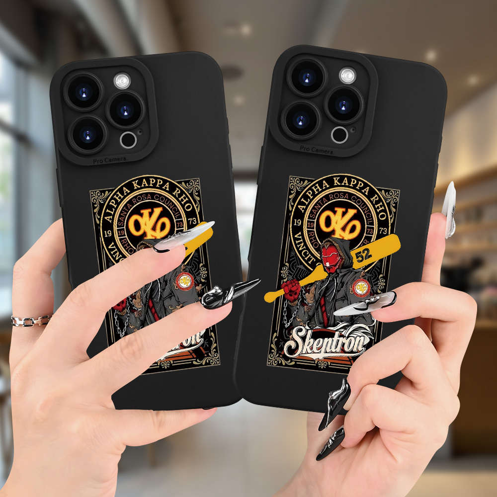 1Pc Black For iPhone 16 Plus Baseball Player Phone Case