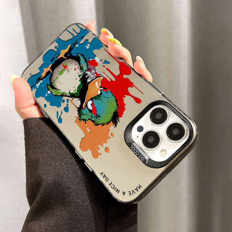 1Pc Grey For iPhone 16 Plus Anime Duck Pattern Phone Case