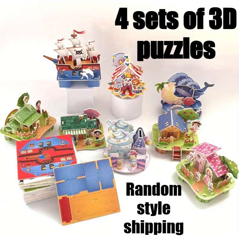 3D Building Model Puzzle Set Model Random Style Quantity 4 Pcs