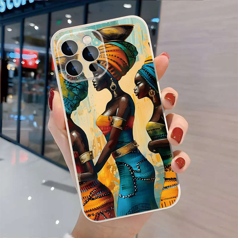 1Pc Black For iPhone 15 Plus African Women Phone Case