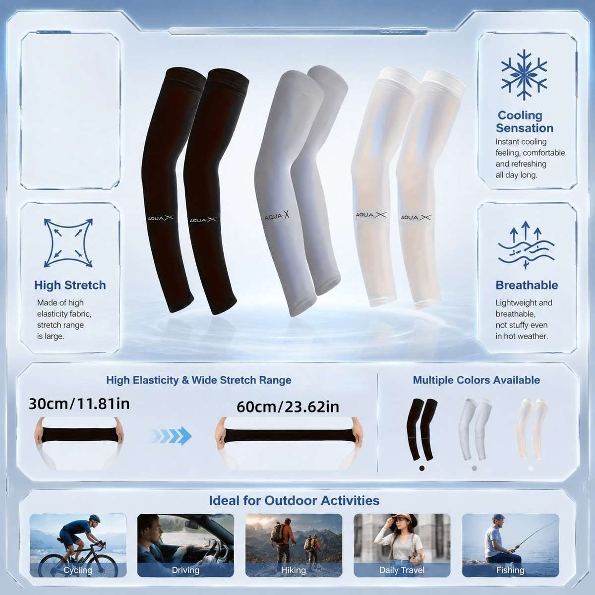 Sunscreen Sleeves Color Mix Colors Quantity 2Pcs