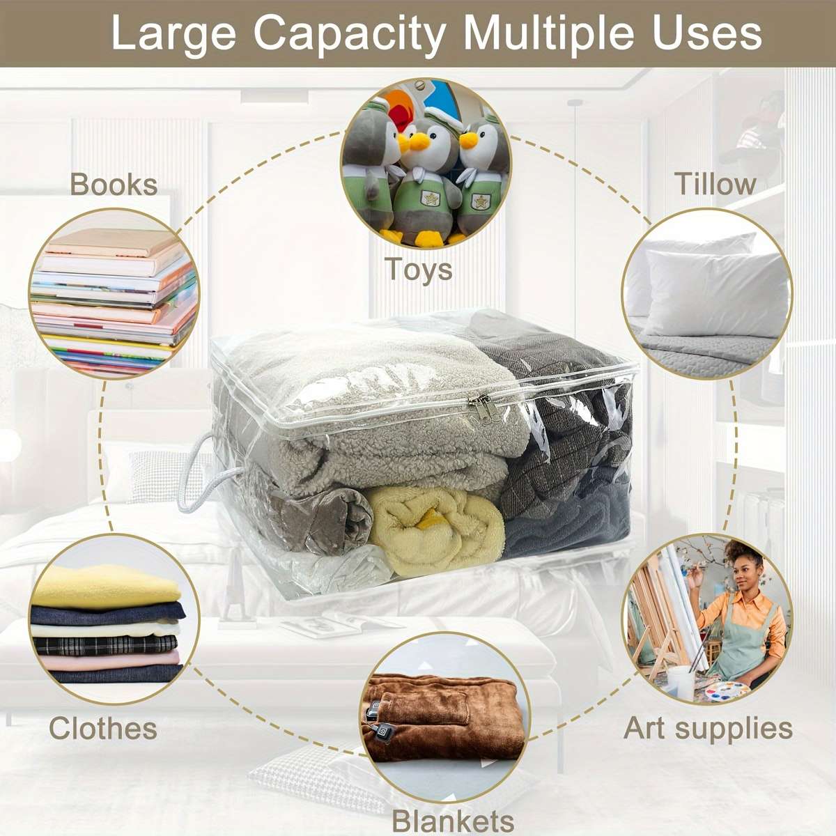 Rikooi Assorted Sizes Transparent Pvc Storage M1Pc