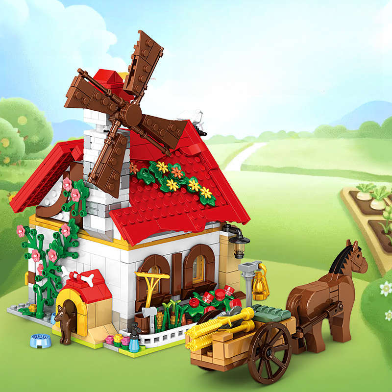 Building Toy Architectural Model Toy Set Color Granary  720 Pieces