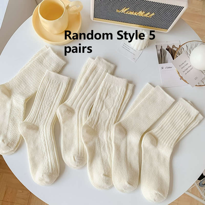 Women S Socks Color White Quantity 5 Pairs