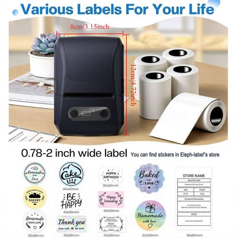 Printer Color White Label Maker  5 Rolls Of Paper