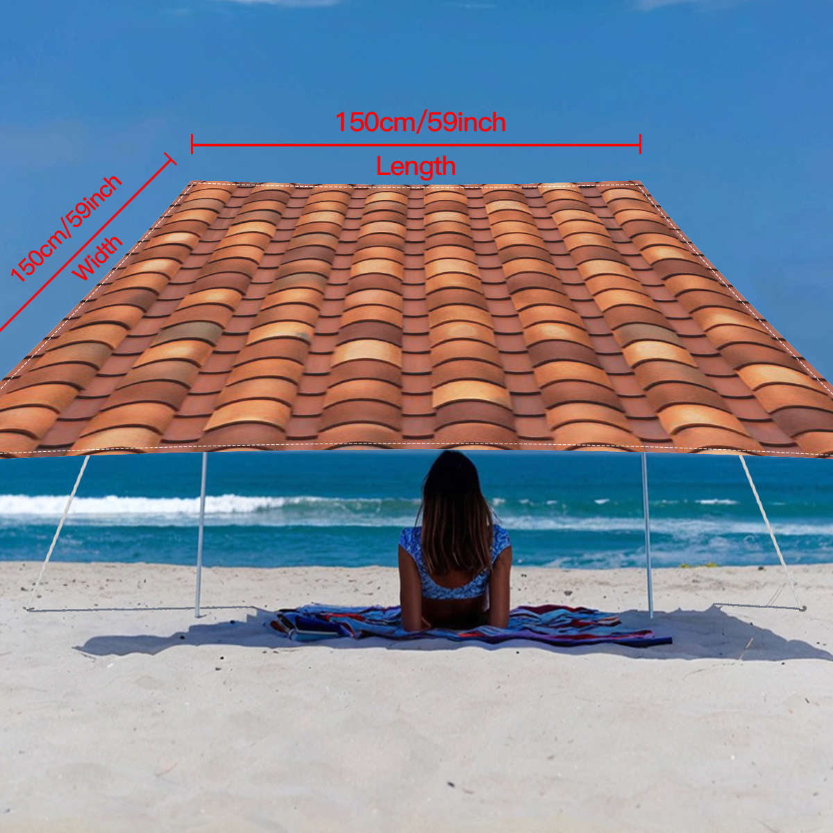 Roof Tile Pattern Polyester Sunshade 1.8x1.8m