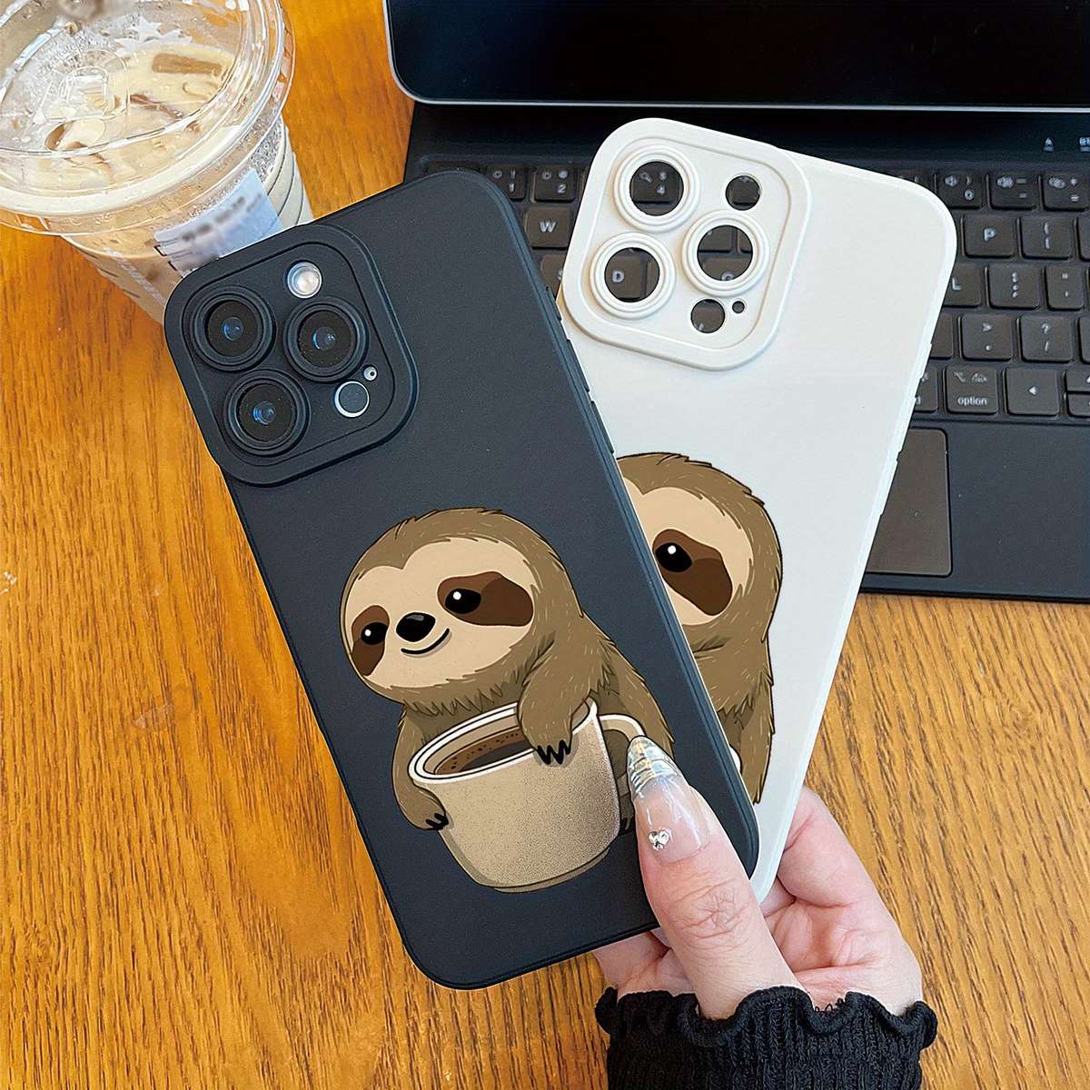 1Pc White For iPhone 12 Cute Cartoon Sloth Phone Case