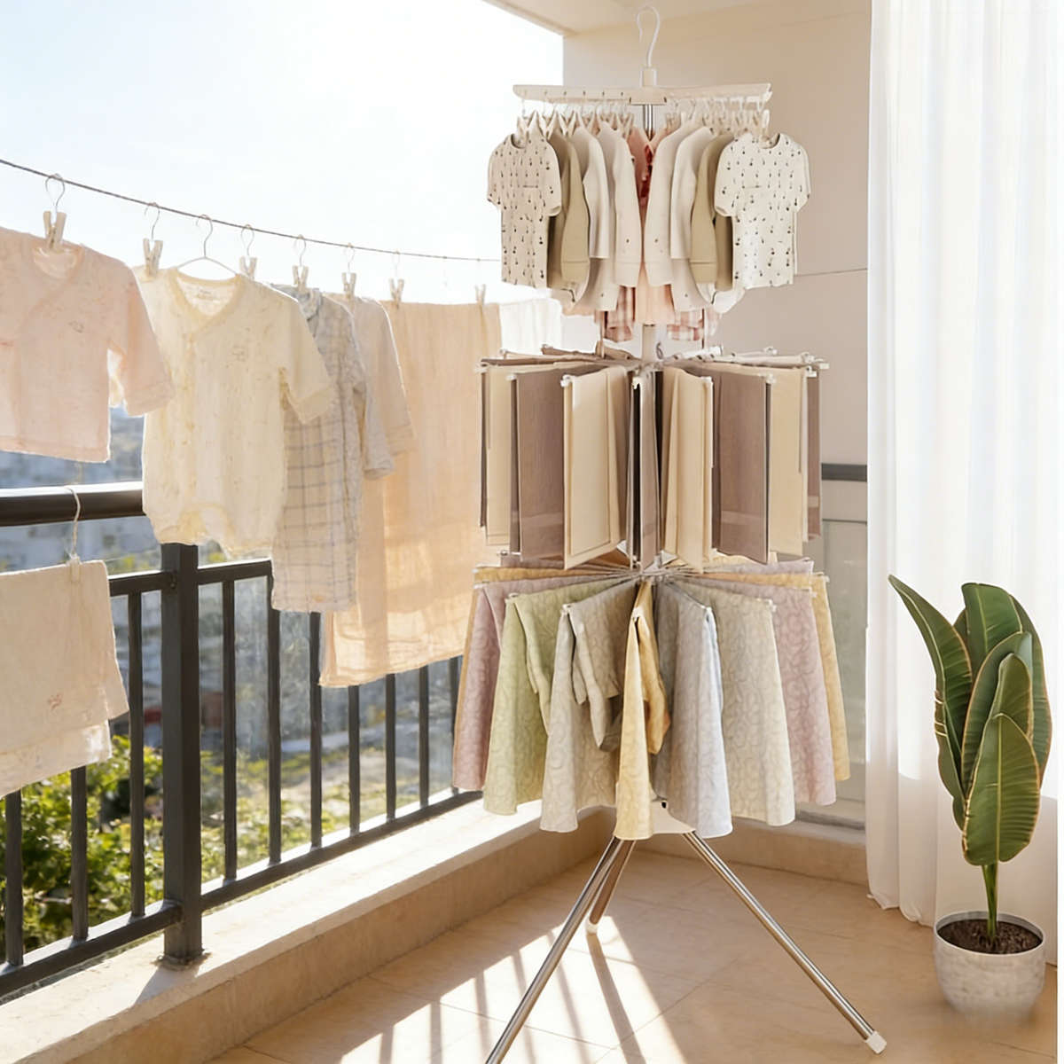 Clothes Rack 3 Layers Can Be Rotated Size Versatile And StylishWhite