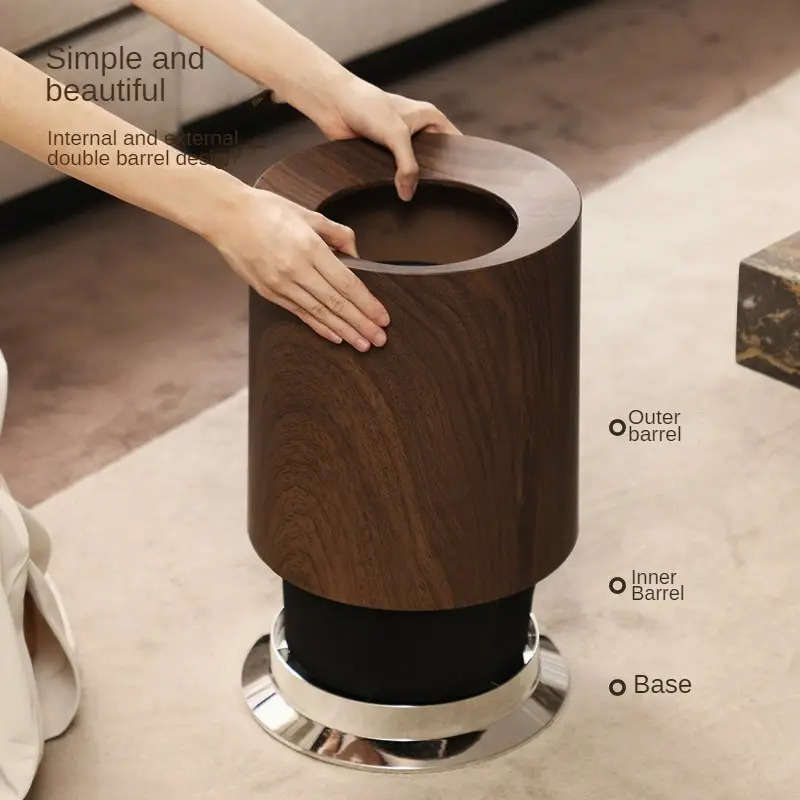 Garbage Can Quantity Wood Grain 2Pcs