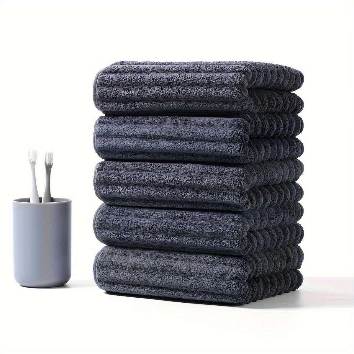 5Pcs Dark Microfiber High Hand Towels Stripe Comfortable Quality Soft Candy