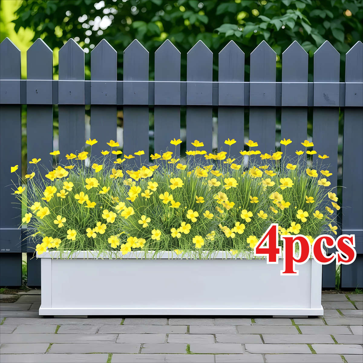 Simulated Flower Color Yellow Artificial Onion Grass Flower Size4Pcs