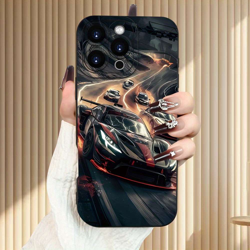1Pc Black For iPhone 16 Plus Cool Sports Car Phone Case