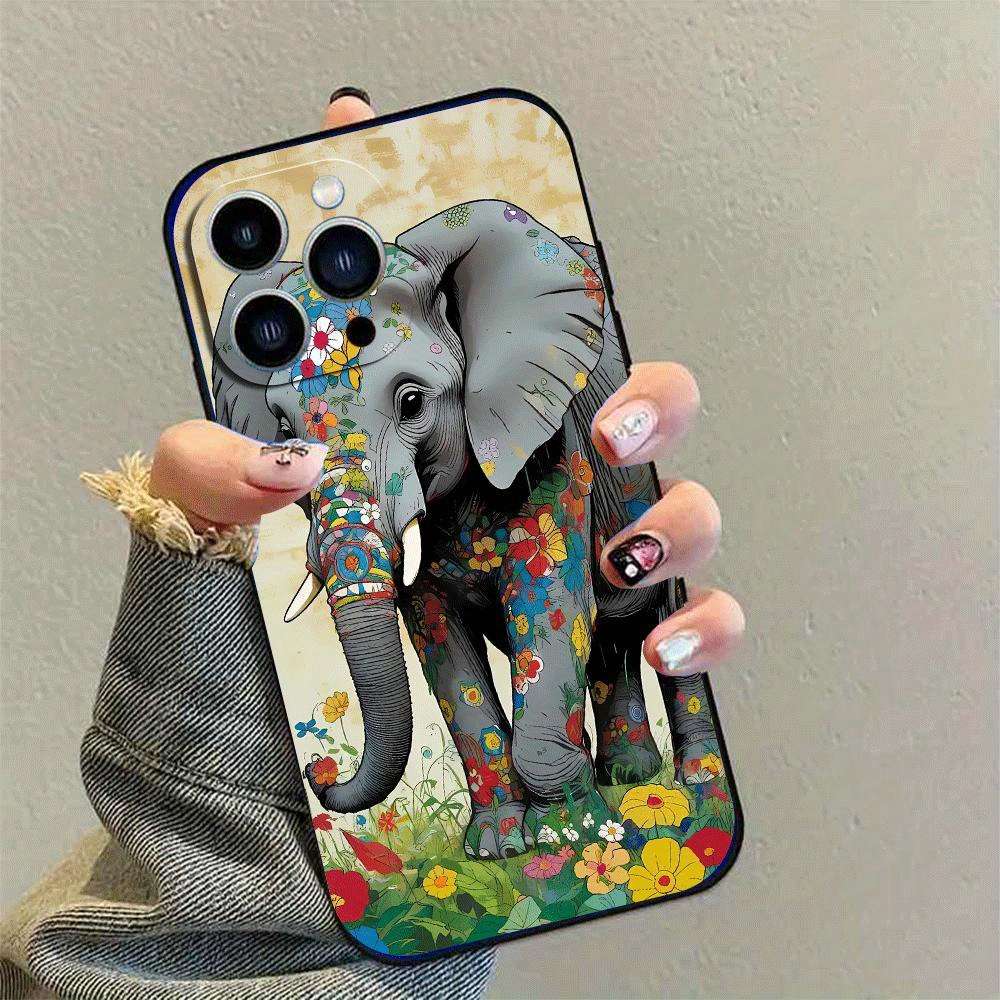 1Pc Black For iPhone 15 African Style TPU Phone Case
