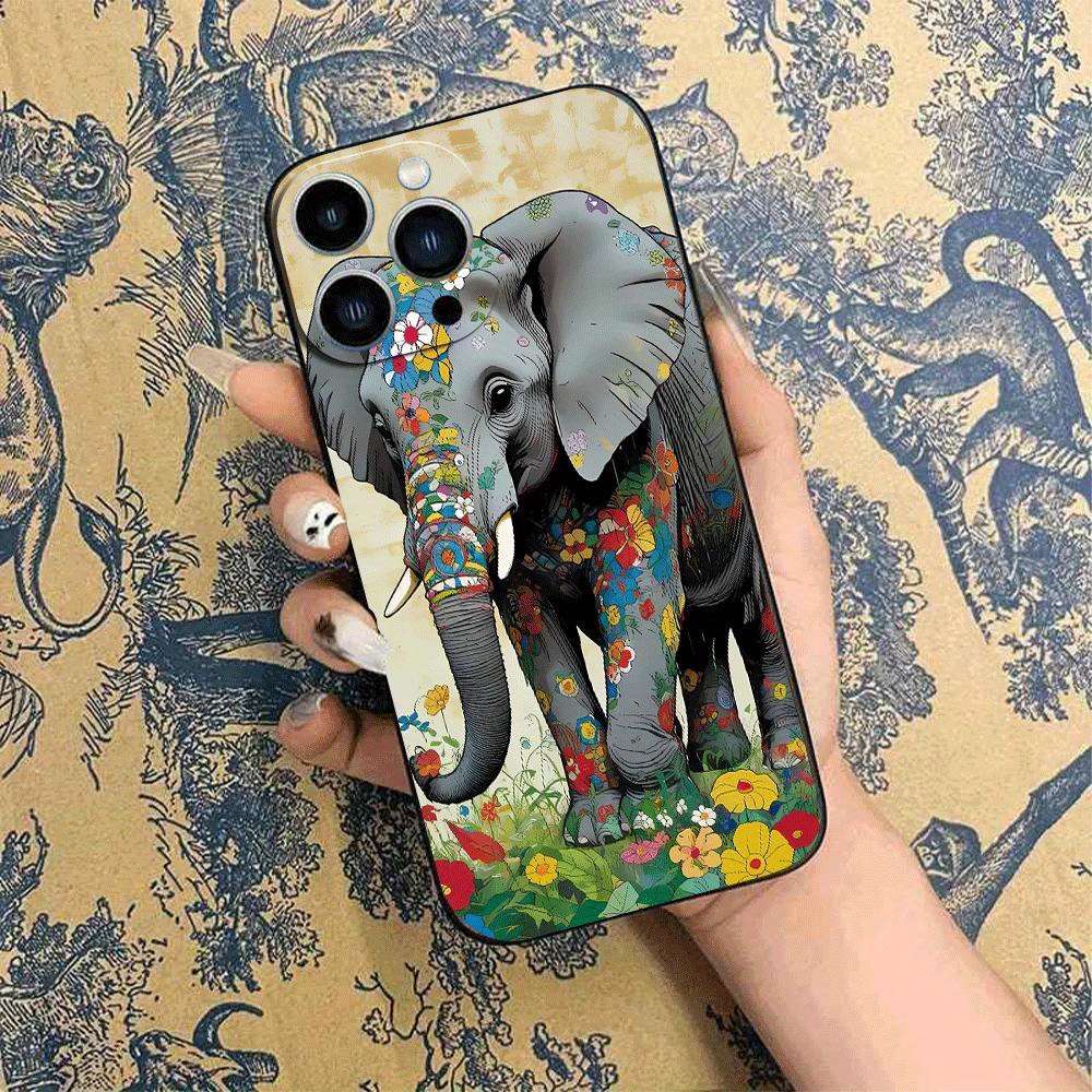 1Pc Black For iPhone 15 African Style TPU Phone Case