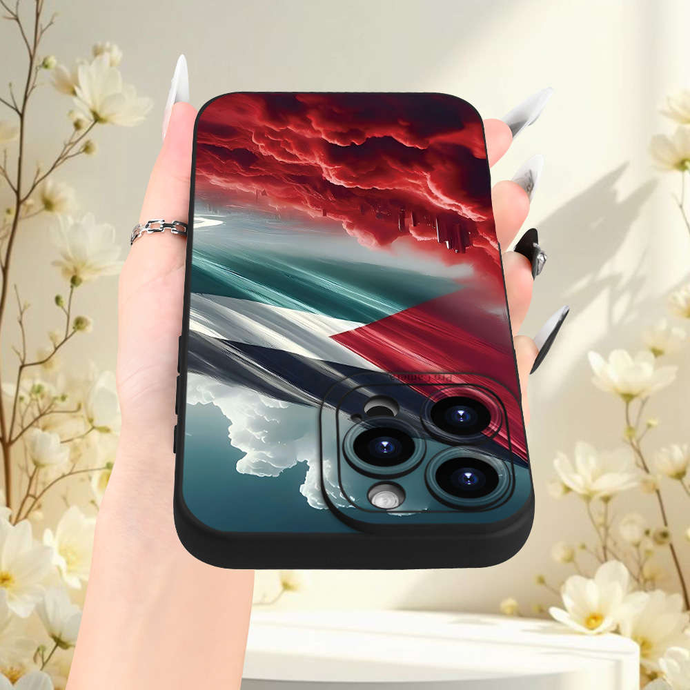 1Pc Black For iPhone 8 Plus Flag Pattern Phone Case