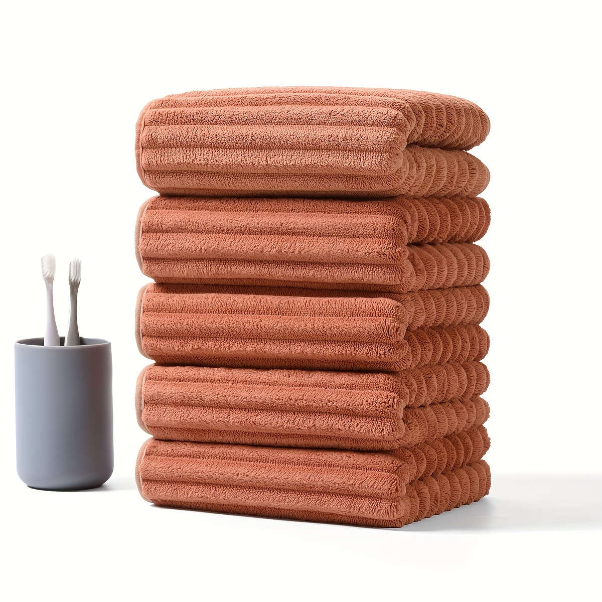 5Pcs Dark Microfiber High Hand Towels Stripe Comfortable Quality Soft Candy
