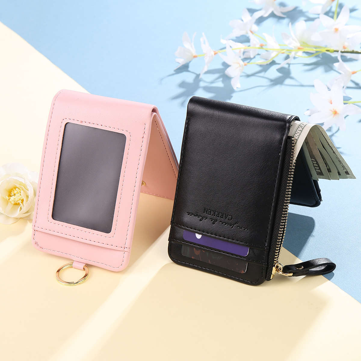 Carrken Elegant Compact Womens Wallet With Multiple Zippers Snap Buttons Large Capacity For