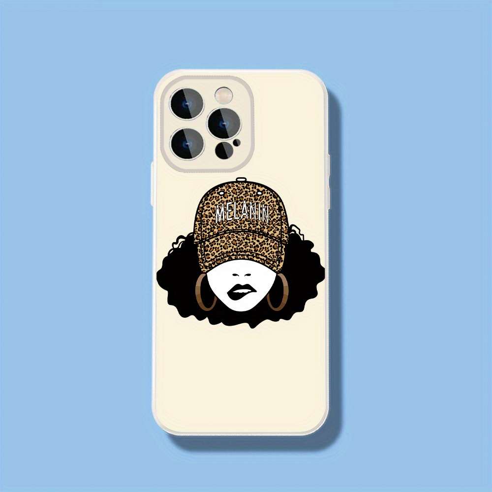 1Pc Black For iPhone 16 Pro Melanin And Leopard Print Phone Case