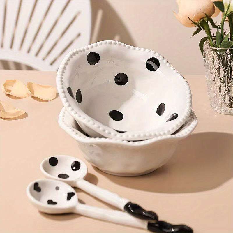 Bowl Color Black Polka Dot