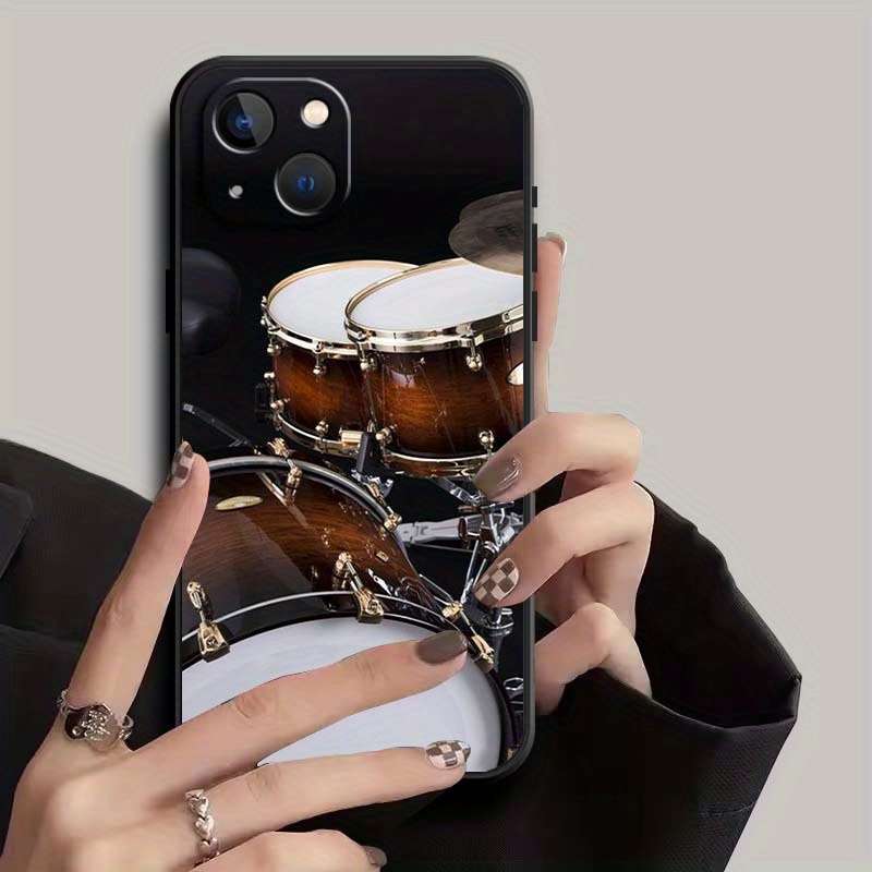 1Pc Mixed Color For iPhone 15 Plus Musical Instrument Drum Phone Case