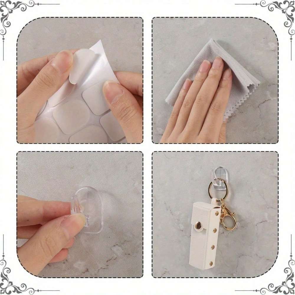 Durable 25 Bullhorn Mini Hooks No Nail Mounting Design color Transparent Color size 25pc