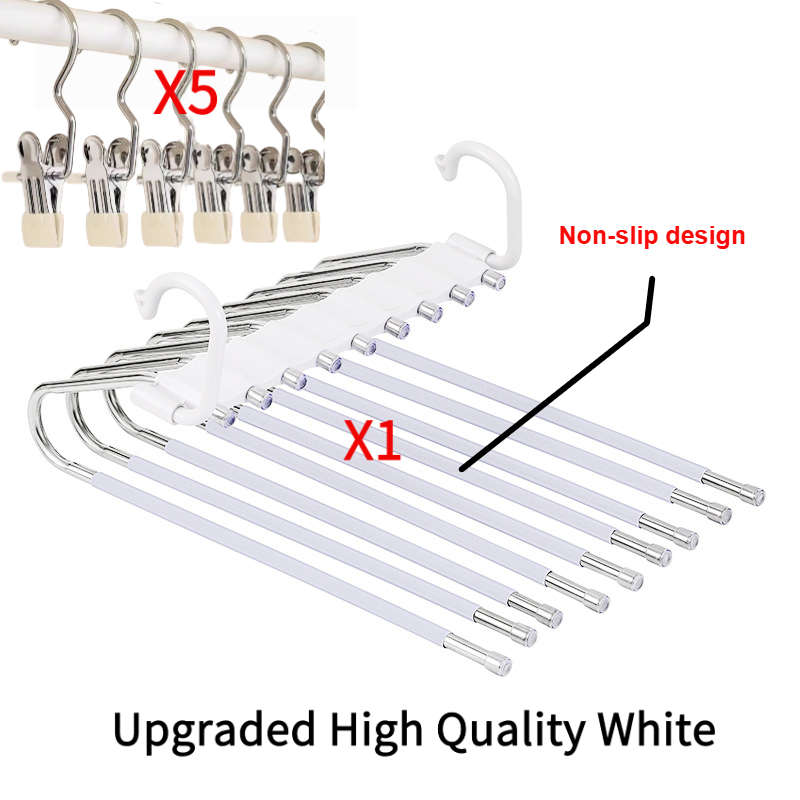 Clothes Rack Upgraded White9LayerAntislip Strip Design 6Pcs