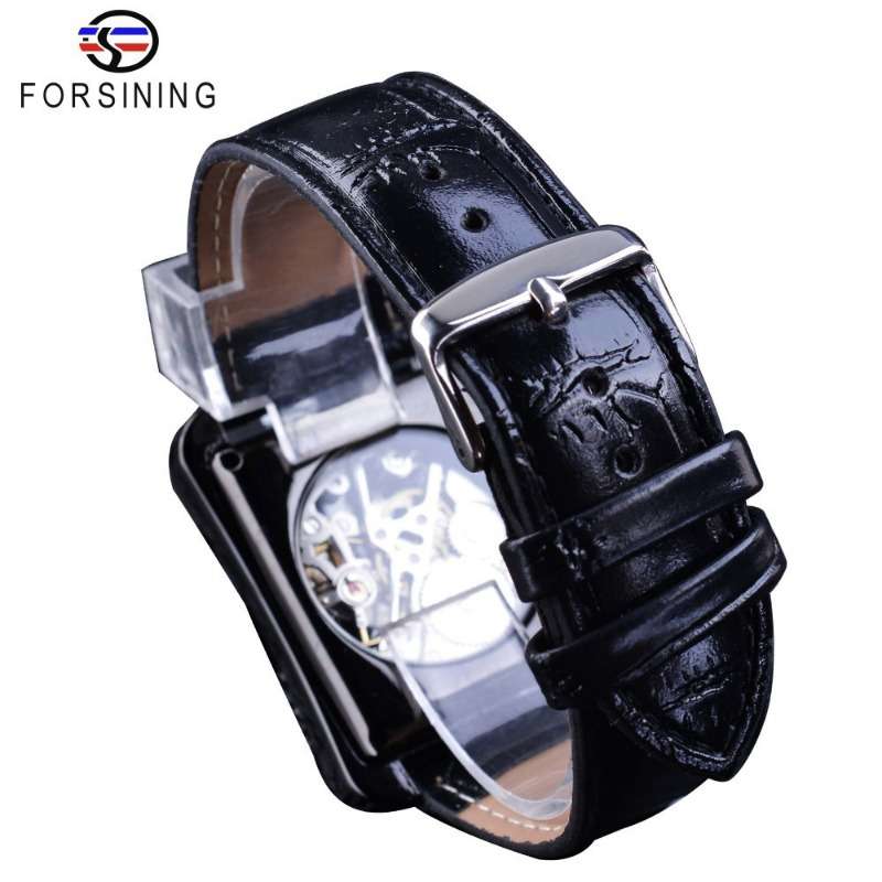 High Value Casual Skeleton Rectangle Watches Men Ultra Thin Mechanical