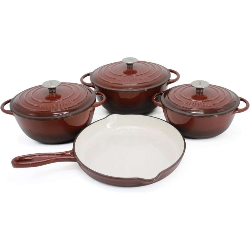 7Pcs Elite Heavy Duty Cast Iron Dutch Oven Catering