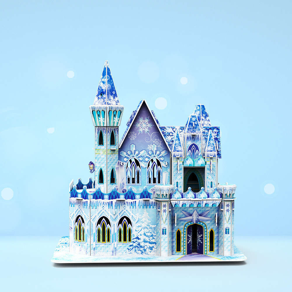 3D Building Model Puzzle Set Color Ice Castle