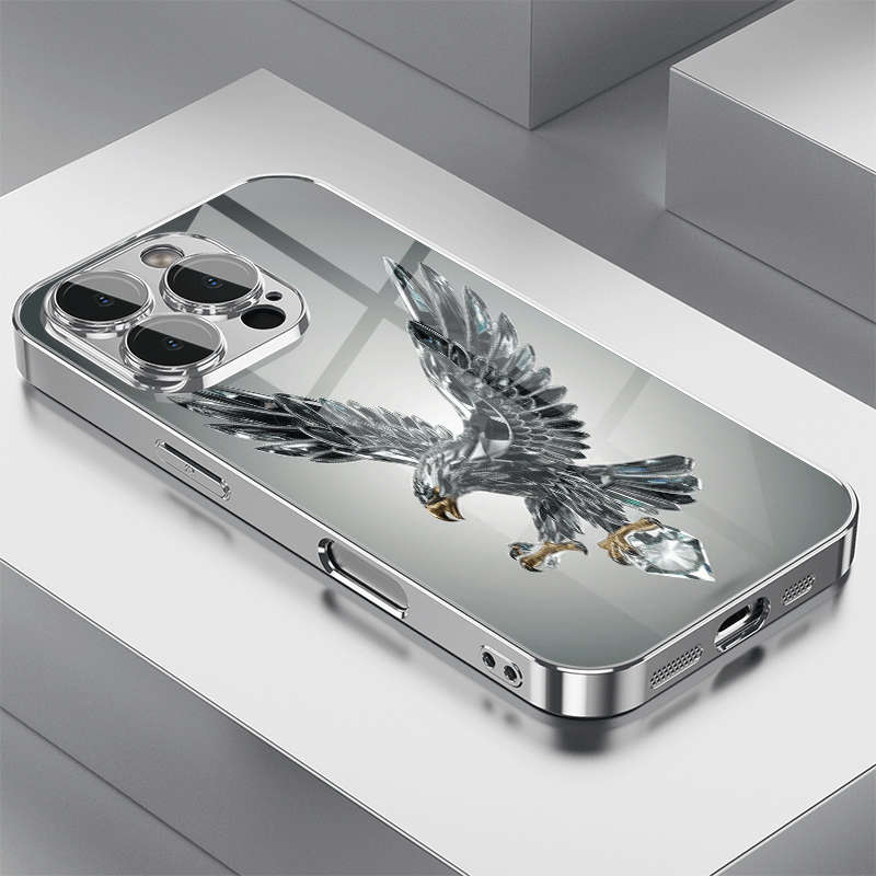 1Pc Mixed Color  For iPhone 16 Plus Crystal Eagle Pattern Phone Case