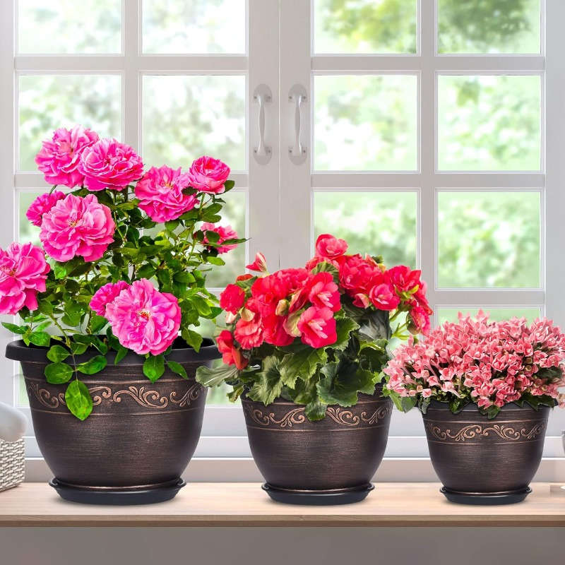 Flowerpot Size 20.32 Cm 6 Flower Pots  6 Trays