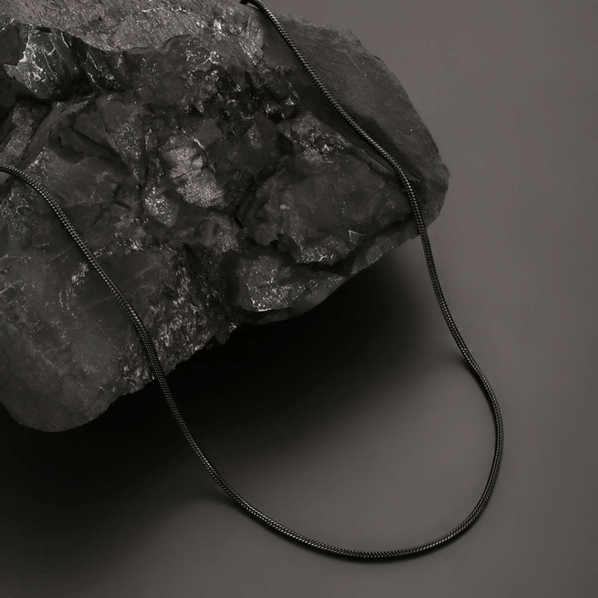 Crystal Stainless Steel Chain Necklace Black