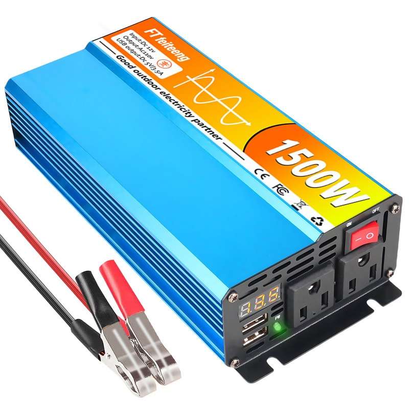 Efficient Pure Sine Wave Power Inverter 2000 Watts 1500 For Emergency Use 12V