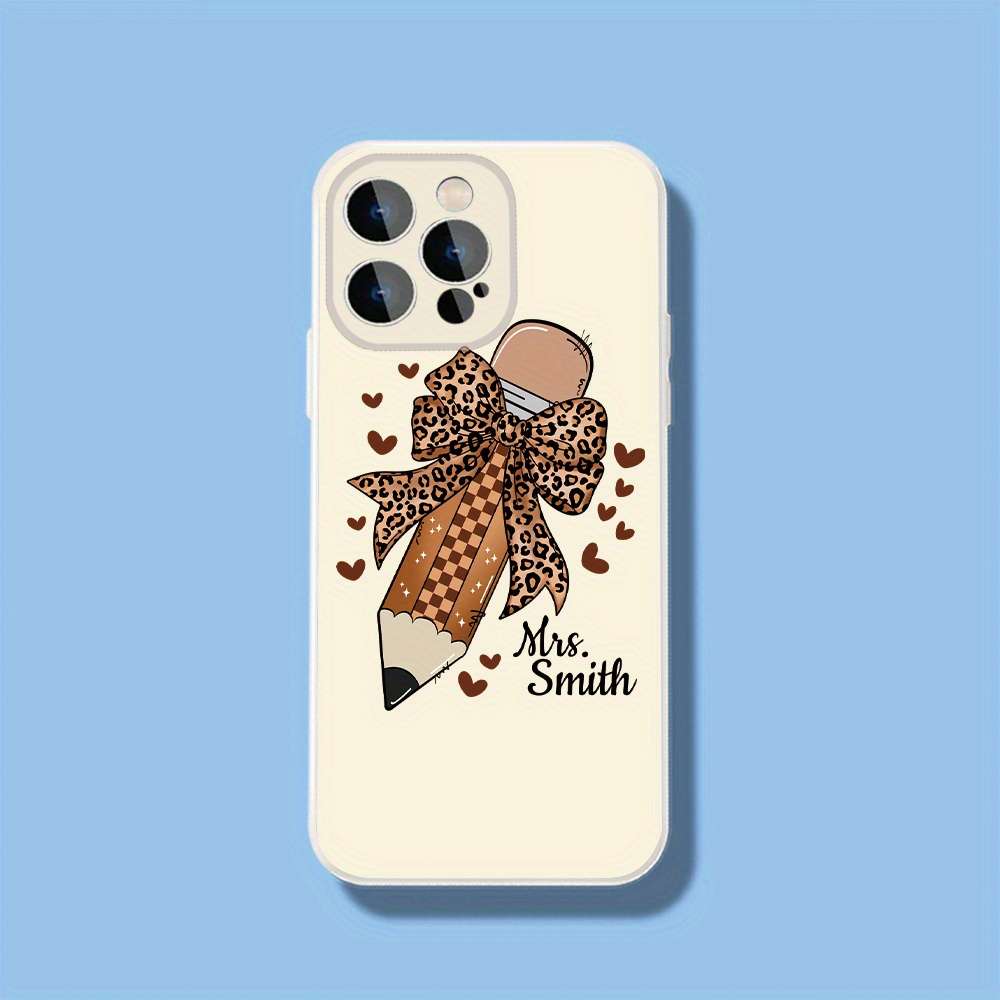 1Pc Black For iPhone 13 Pro Leopard Print Bow Phone Case